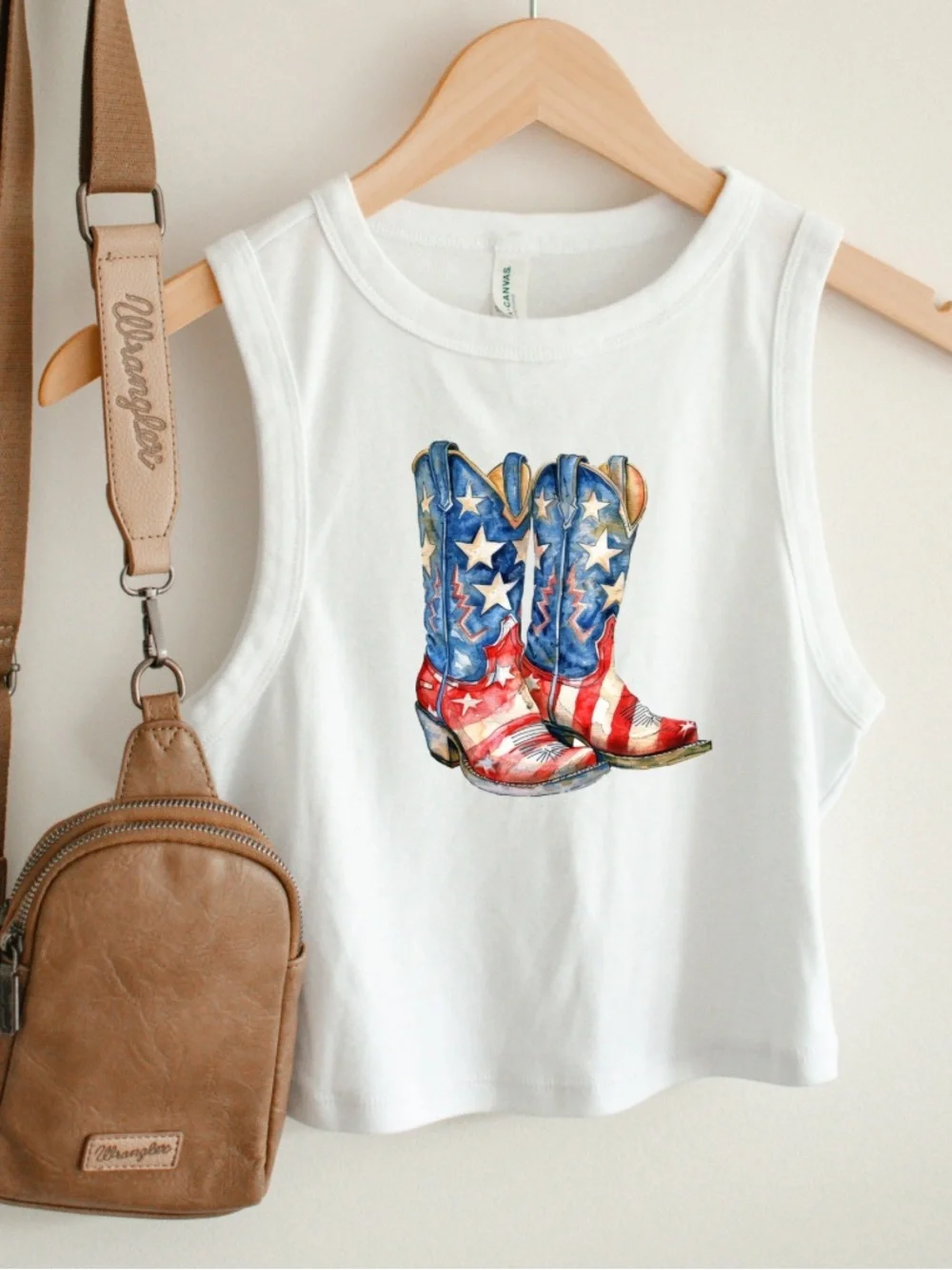 Patriotic Cowgirl Crop Tank Top - Picture 2 of 2